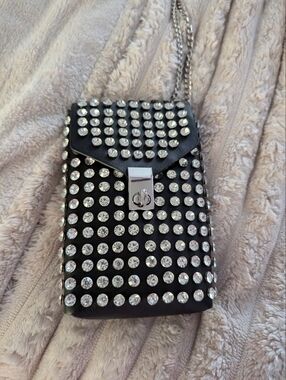 Source Unknown Black Crystal-Embellished Chain Crossbody